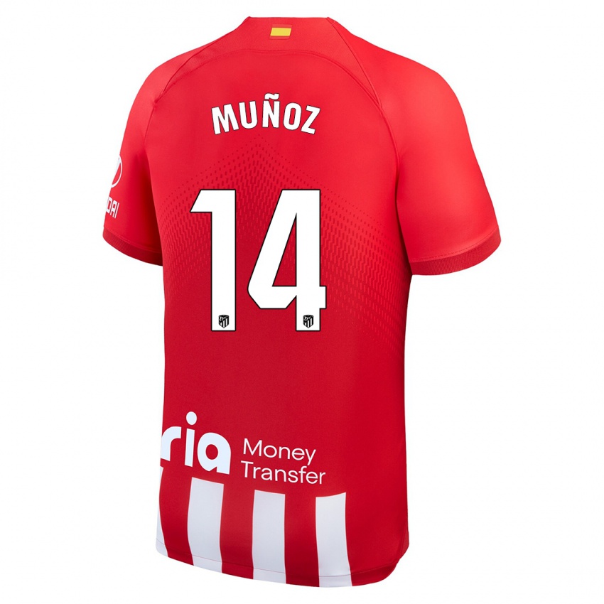 Niño Camiseta David Muñoz #14 Rojo Blanco 1ª Equipación 2023/24 La Camisa México