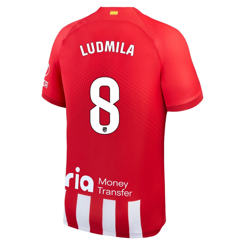 Niño Camiseta Ludmila #8 Rojo Blanco 1ª Equipación 2023/24 La Camisa México