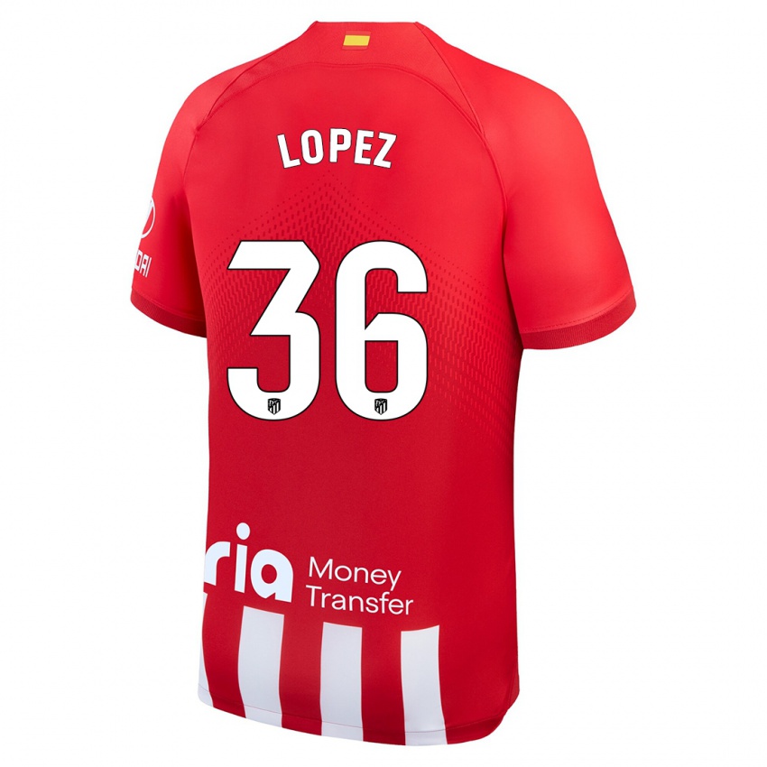 Niño Camiseta David Lopez #36 Rojo Blanco 1ª Equipación 2023/24 La Camisa México