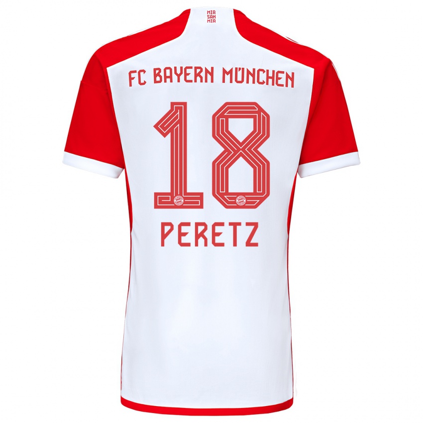 Niño Camiseta Daniel Peretz #18 Rojo Blanco 1ª Equipación 2023/24 La Camisa México