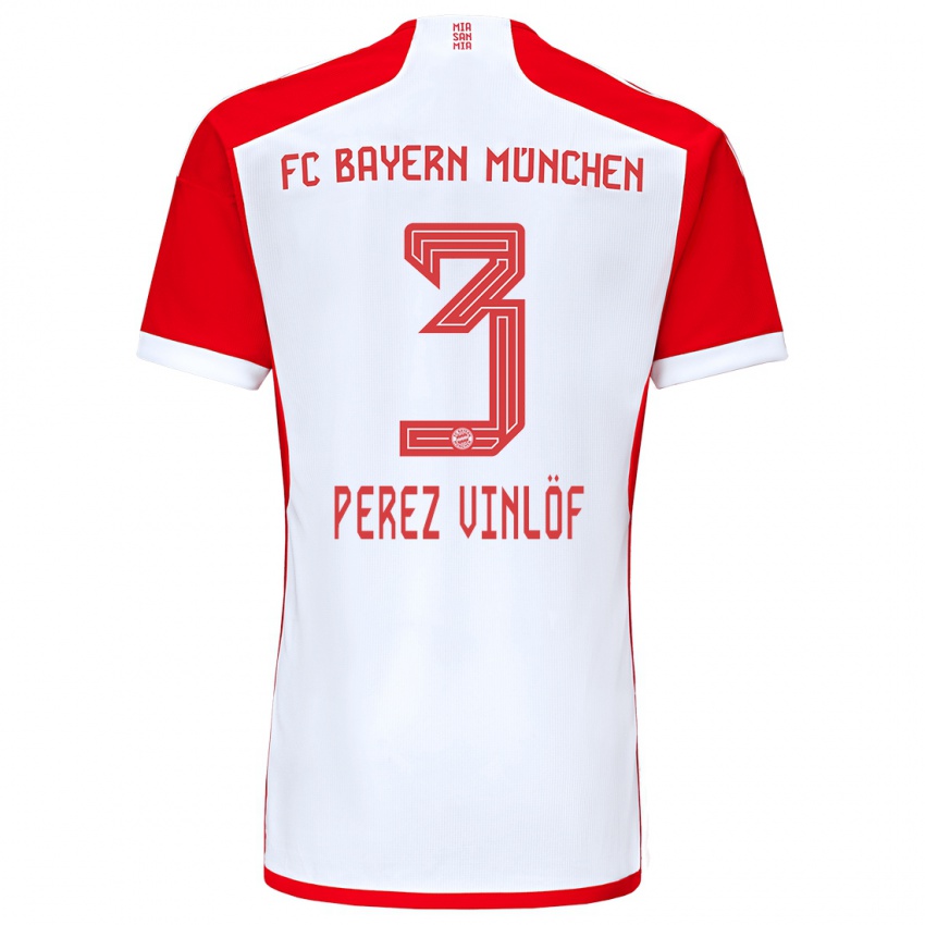 Niño Camiseta Matteo Perez Vinlöf #3 Rojo Blanco 1ª Equipación 2023/24 La Camisa México