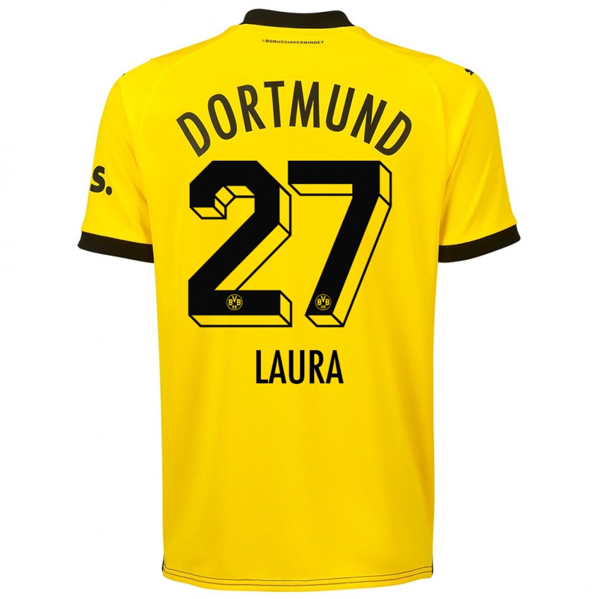 Niño Camiseta Van Der Heijden Laura #27 Amarillo 1ª Equipación 2023/24 La Camisa México