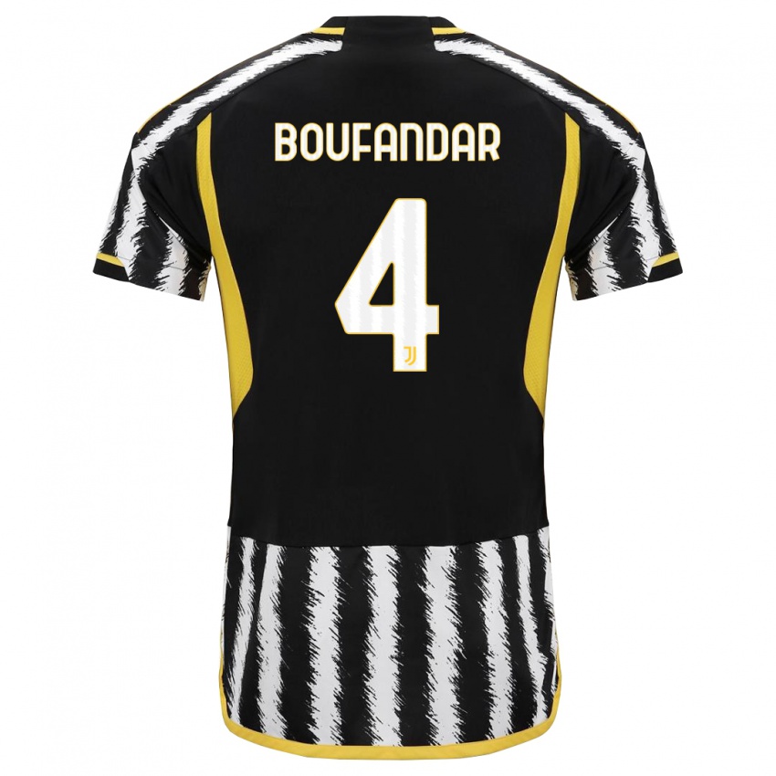Niño Camiseta Adam Boufandar #4 Blanco Negro 1ª Equipación 2023/24 La Camisa México