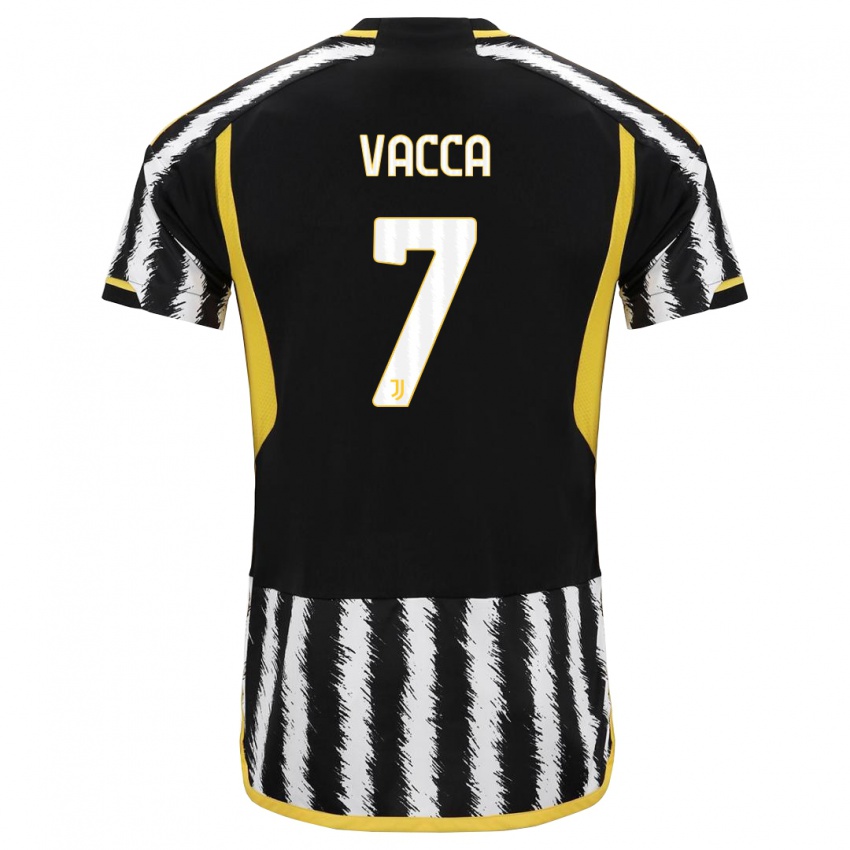 Niño Camiseta Alessio Vacca #7 Blanco Negro 1ª Equipación 2023/24 La Camisa México