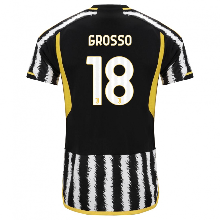 Niño Camiseta Filippo Grosso #18 Blanco Negro 1ª Equipación 2023/24 La Camisa México