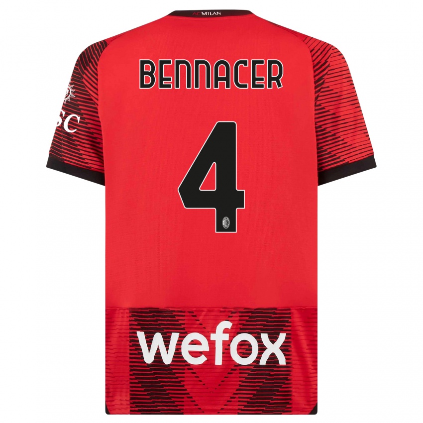 Niño Camiseta Ismael Bennacer #4 Negro Rojo 1ª Equipación 2023/24 La Camisa México