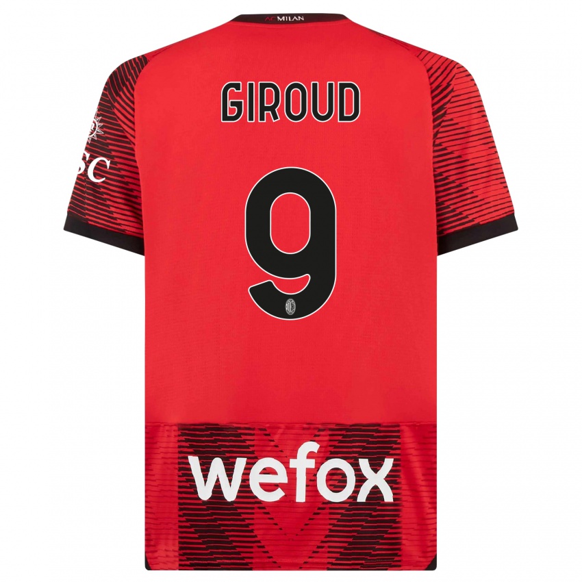 Niño Camiseta Olivier Giroud #9 Negro Rojo 1ª Equipación 2023/24 La Camisa México