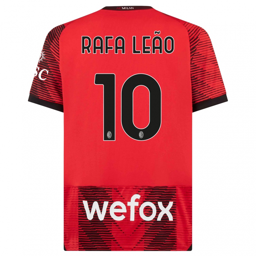 Niño Camiseta Rafael Leao #10 Negro Rojo 1ª Equipación 2023/24 La Camisa México