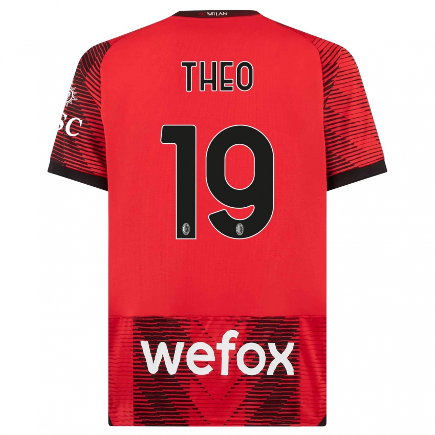 Niño Camiseta Theo Hernandez #19 Negro Rojo 1ª Equipación 2023/24 La Camisa México