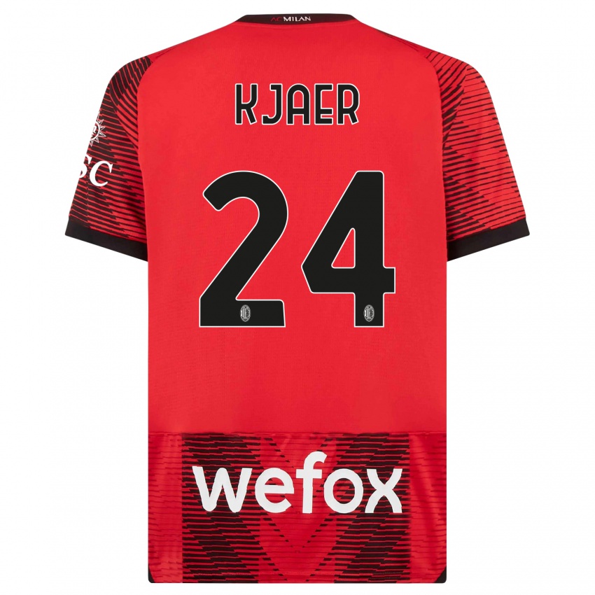 Niño Camiseta Simon Kjaer #24 Negro Rojo 1ª Equipación 2023/24 La Camisa México