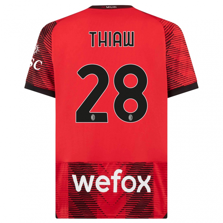 Niño Camiseta Malick Thiaw #28 Negro Rojo 1ª Equipación 2023/24 La Camisa México
