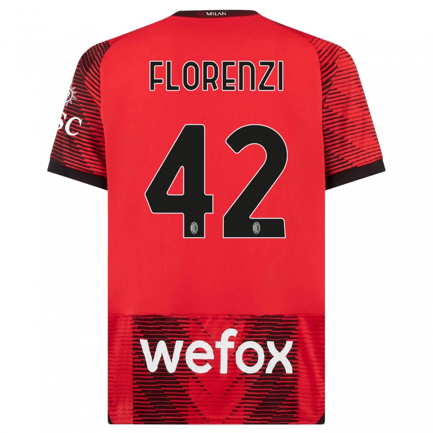 Niño Camiseta Alessandro Florenzi #42 Negro Rojo 1ª Equipación 2023/24 La Camisa México