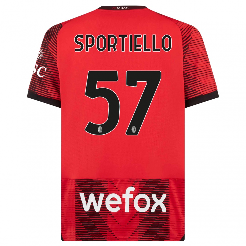 Niño Camiseta Marco Sportiello #57 Negro Rojo 1ª Equipación 2023/24 La Camisa México