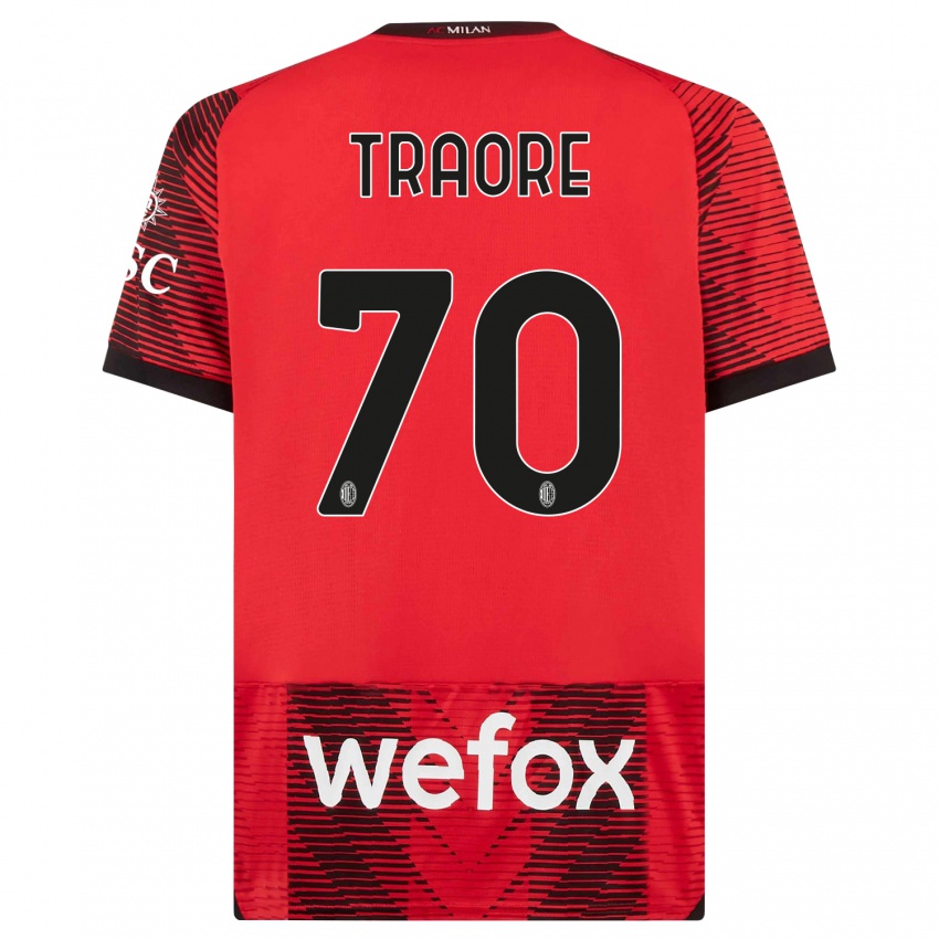 Niño Camiseta Chaka Traore #70 Negro Rojo 1ª Equipación 2023/24 La Camisa México