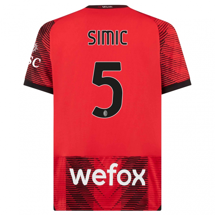 Niño Camiseta Jan-Carlo Simic #5 Negro Rojo 1ª Equipación 2023/24 La Camisa México