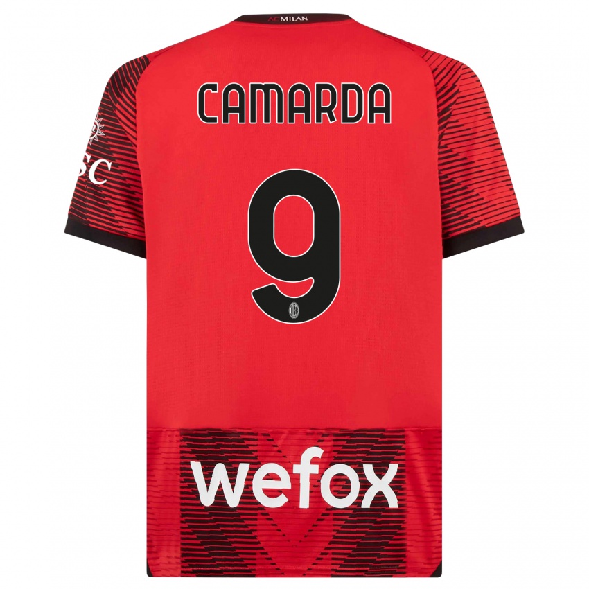 Niño Camiseta Francesco Camarda #9 Negro Rojo 1ª Equipación 2023/24 La Camisa México