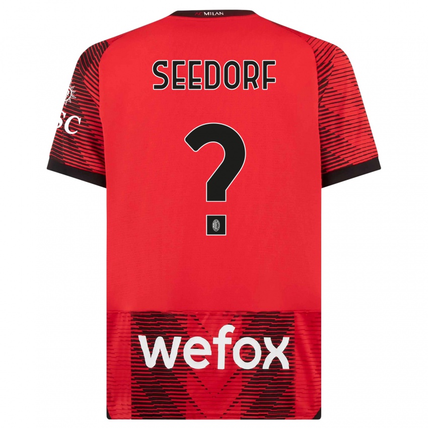 Niño Camiseta Denzel Seedorf #0 Negro Rojo 1ª Equipación 2023/24 La Camisa México