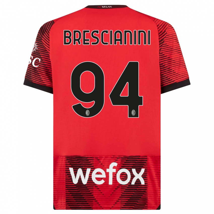 Niño Camiseta Marco Brescianini #94 Negro Rojo 1ª Equipación 2023/24 La Camisa México