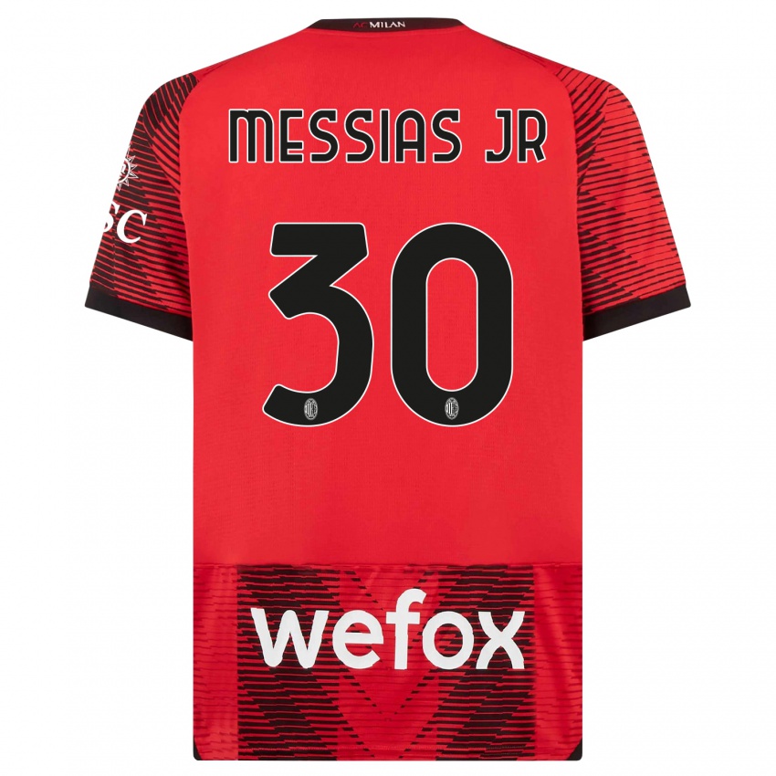 Niño Camiseta Junior Messias #30 Negro Rojo 1ª Equipación 2023/24 La Camisa México