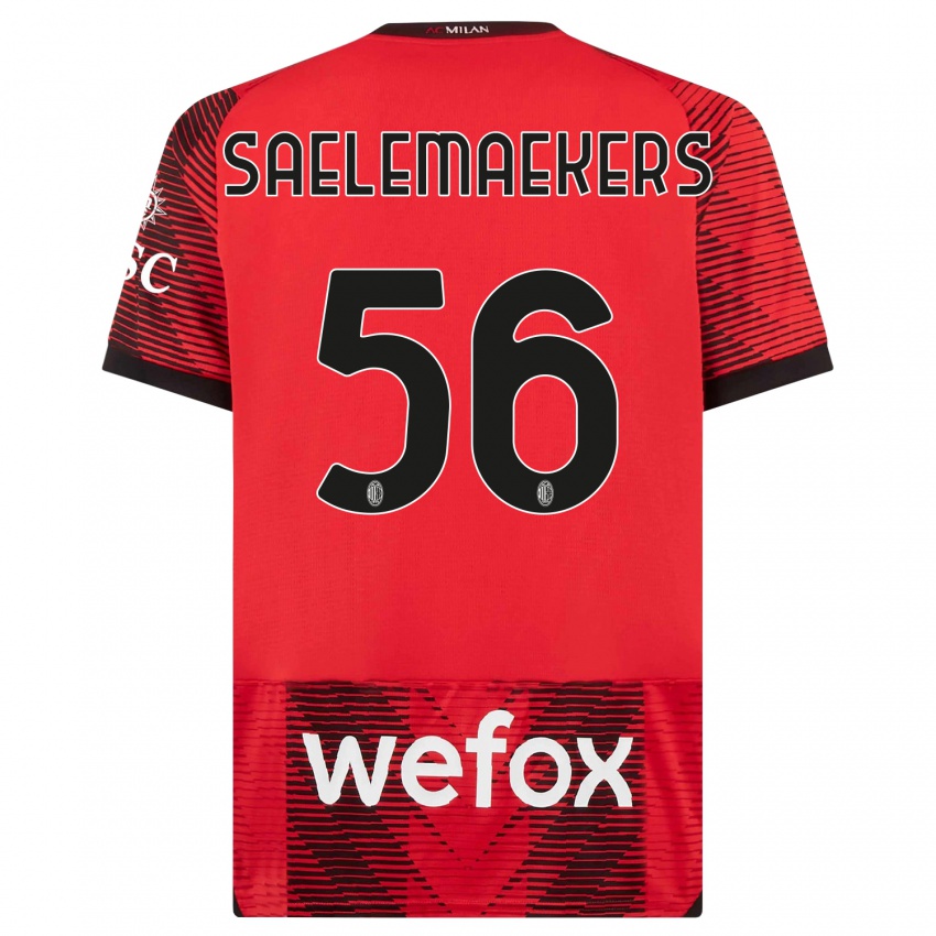Niño Camiseta Alexis Saelemaekers #56 Negro Rojo 1ª Equipación 2023/24 La Camisa México