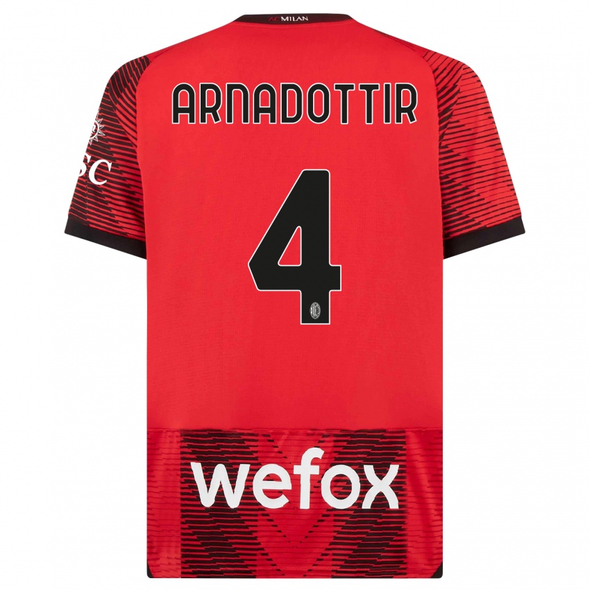 Niño Camiseta Guony Arnadottir #4 Negro Rojo 1ª Equipación 2023/24 La Camisa México