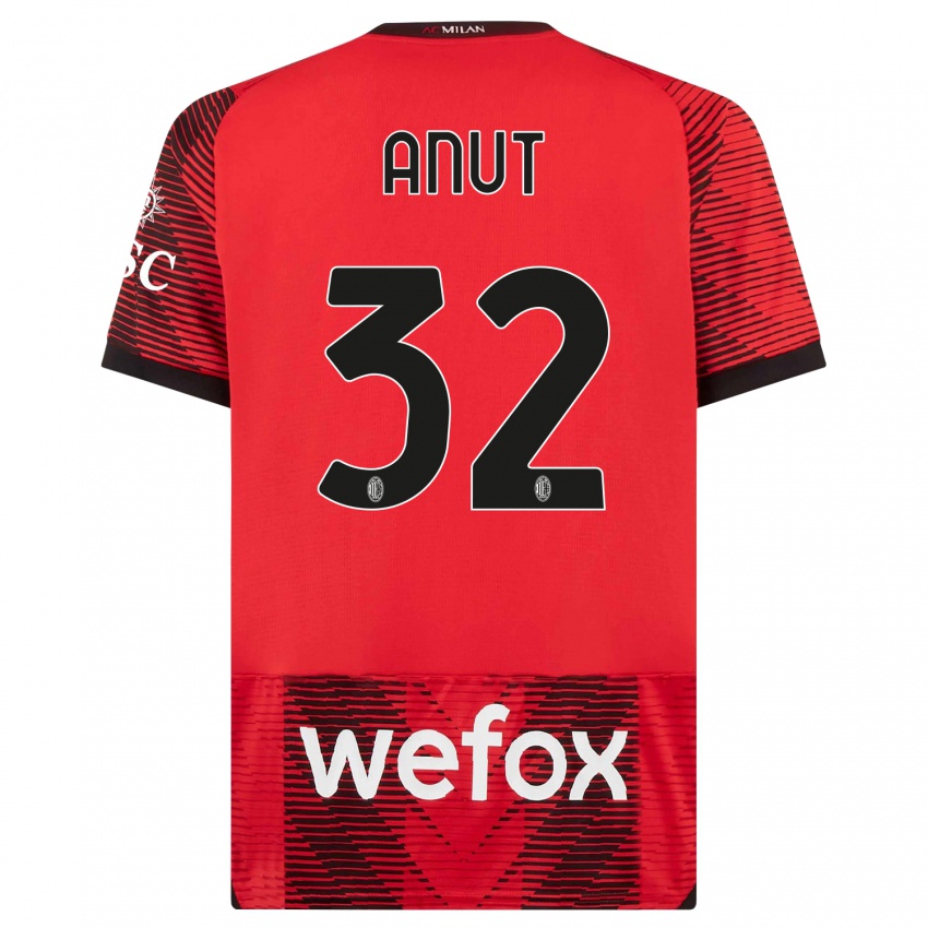 Niño Camiseta Niccolo Anut #32 Negro Rojo 1ª Equipación 2023/24 La Camisa México