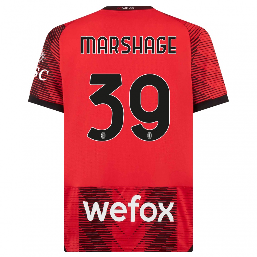 Niño Camiseta Wilgot Marshage #39 Negro Rojo 1ª Equipación 2023/24 La Camisa México