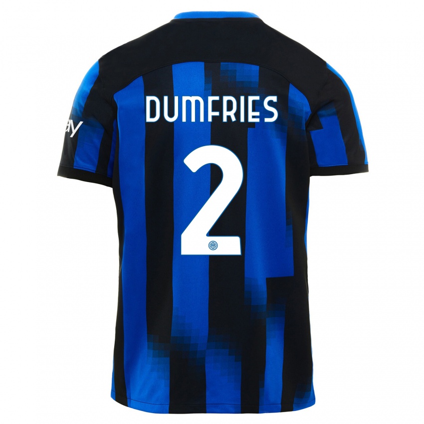 Niño Camiseta Denzel Dumfries #2 Azul Negro 1ª Equipación 2023/24 La Camisa México