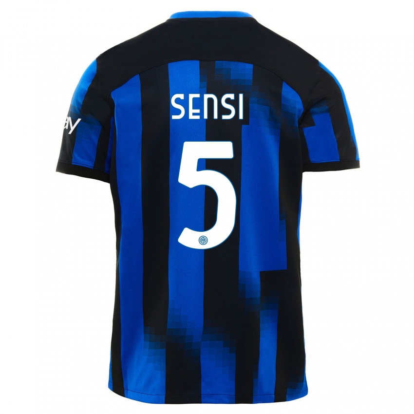 Niño Camiseta Stefano Sensi #5 Azul Negro 1ª Equipación 2023/24 La Camisa México
