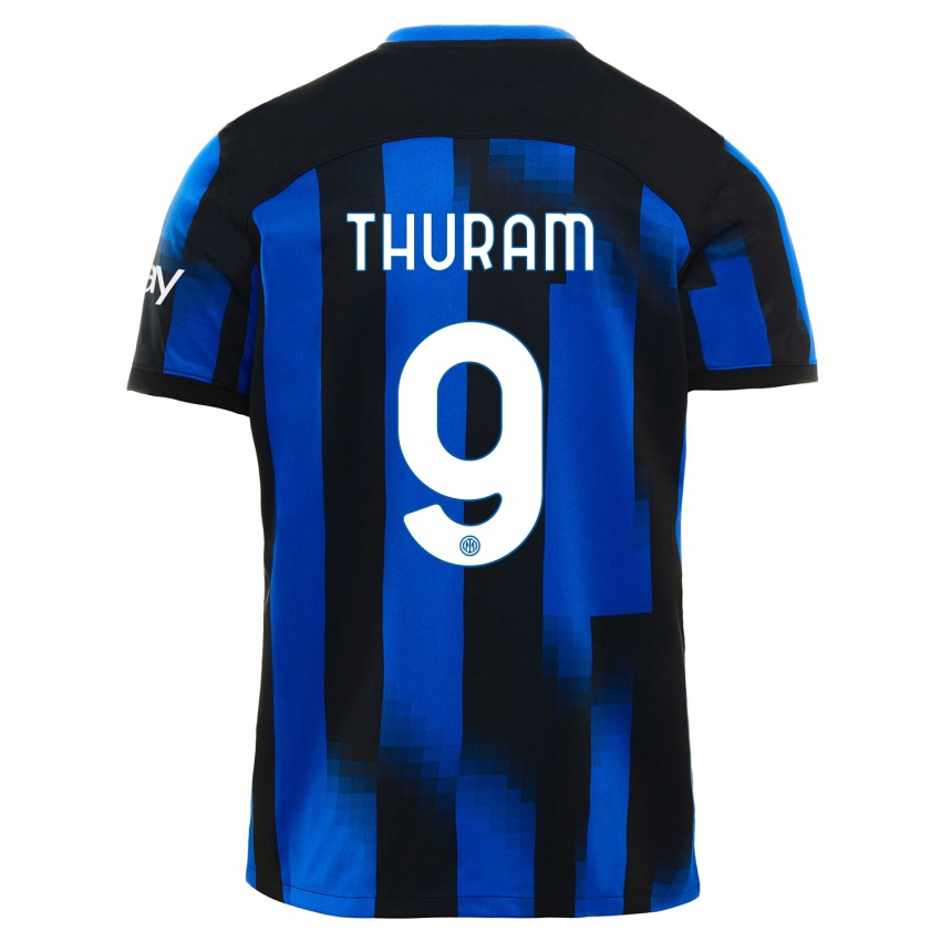 Niño Camiseta Marcus Thuram #9 Azul Negro 1ª Equipación 2023/24 La Camisa México