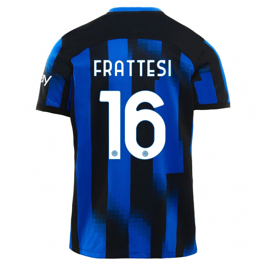 Niño Camiseta Davide Frattesi #16 Azul Negro 1ª Equipación 2023/24 La Camisa México