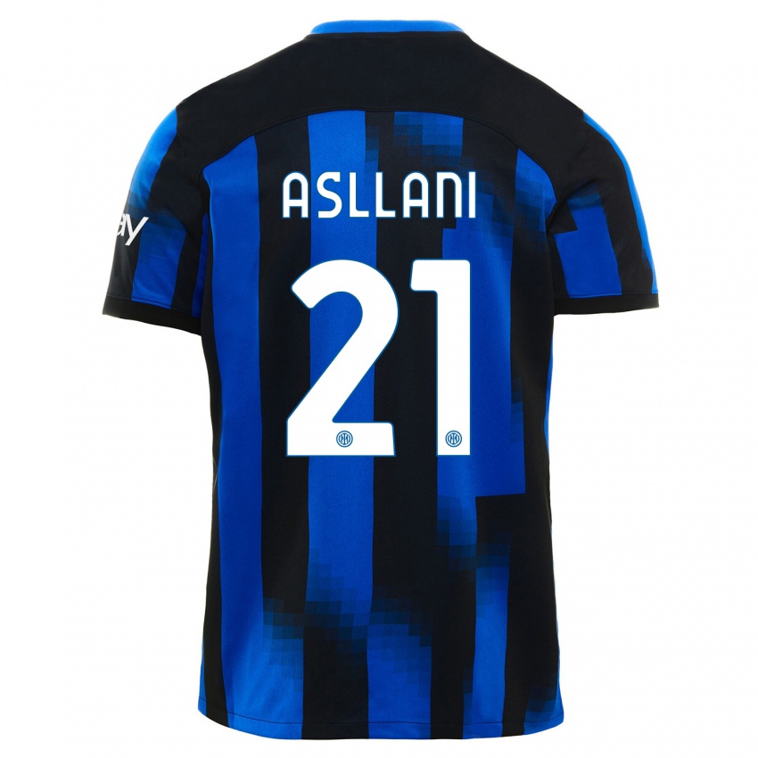 Niño Camiseta Kristjan Asllani #21 Azul Negro 1ª Equipación 2023/24 La Camisa México