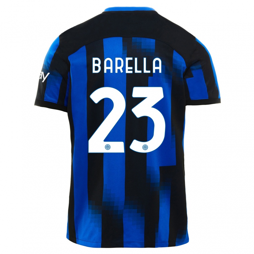 Niño Camiseta Nicolo Barella #23 Azul Negro 1ª Equipación 2023/24 La Camisa México