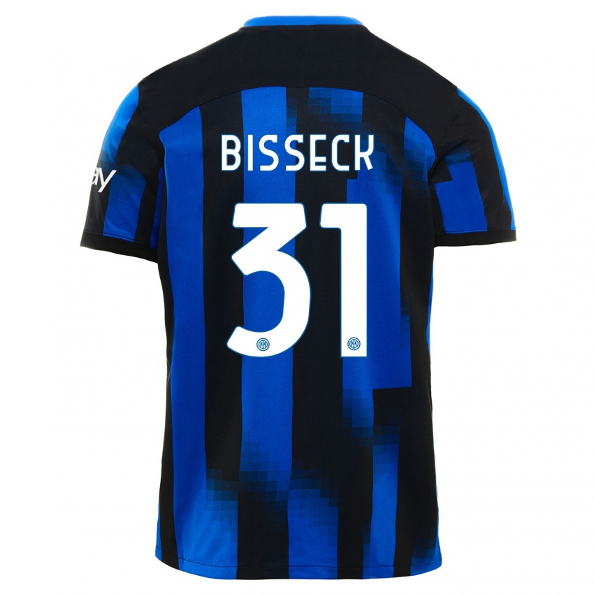 Niño Camiseta Yann Bisseck #31 Azul Negro 1ª Equipación 2023/24 La Camisa México