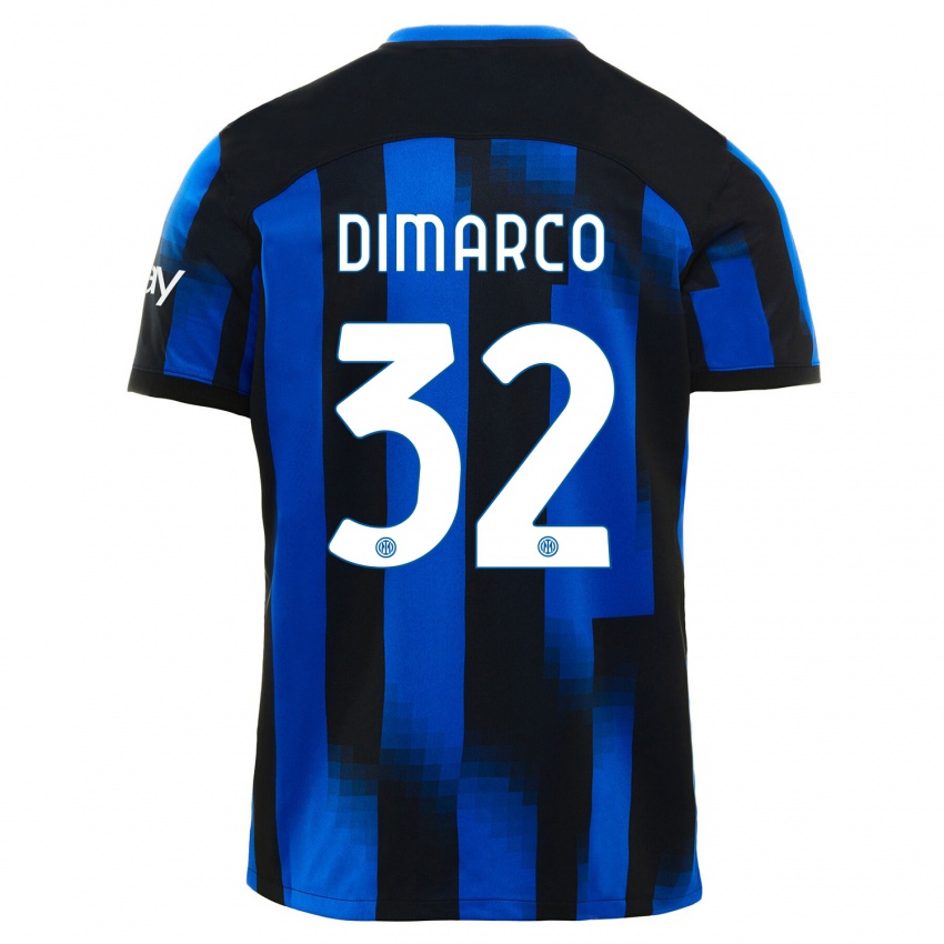 Niño Camiseta Federico Dimarco #32 Azul Negro 1ª Equipación 2023/24 La Camisa México
