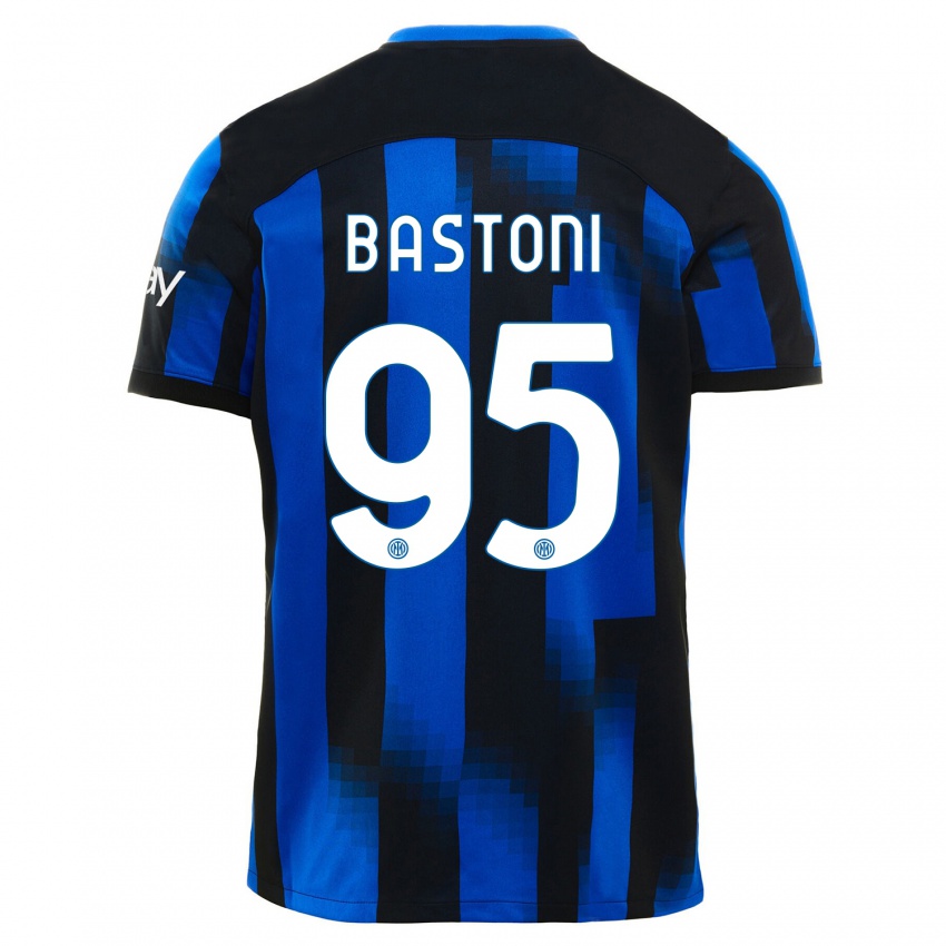 Niño Camiseta Alessandro Bastoni #95 Azul Negro 1ª Equipación 2023/24 La Camisa México