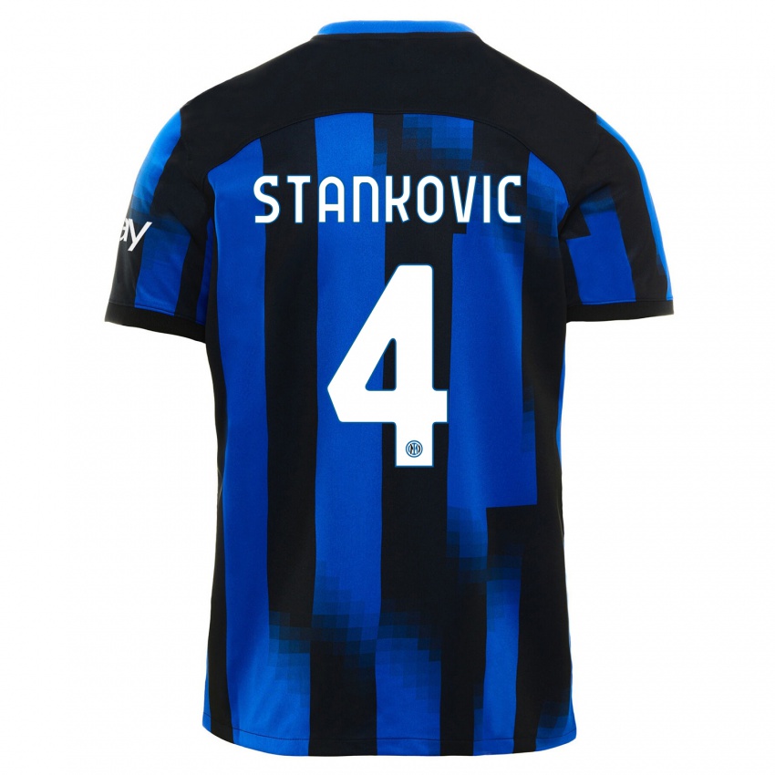 Niño Camiseta Aleksandar Stankovic #4 Azul Negro 1ª Equipación 2023/24 La Camisa México