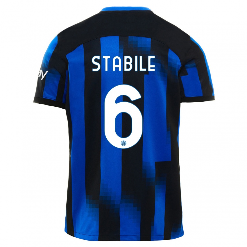 Niño Camiseta Giacomo Stabile #6 Azul Negro 1ª Equipación 2023/24 La Camisa México