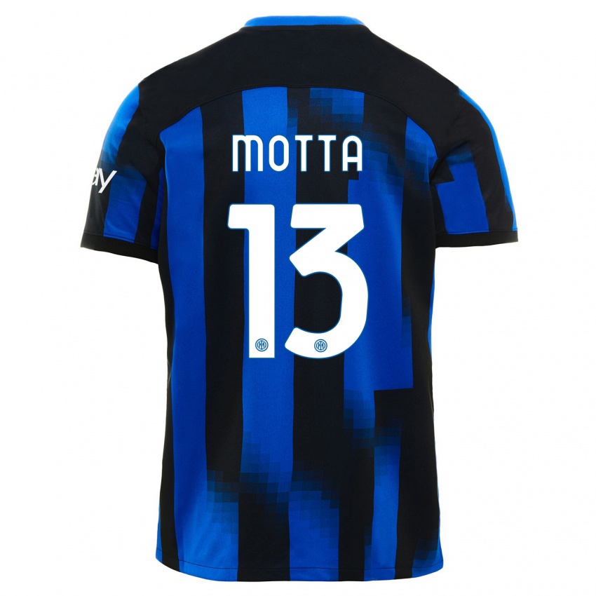 Niño Camiseta Matteo Motta #13 Azul Negro 1ª Equipación 2023/24 La Camisa México