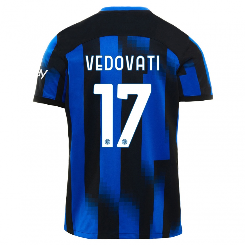 Niño Camiseta Gabriele Vedovati #17 Azul Negro 1ª Equipación 2023/24 La Camisa México