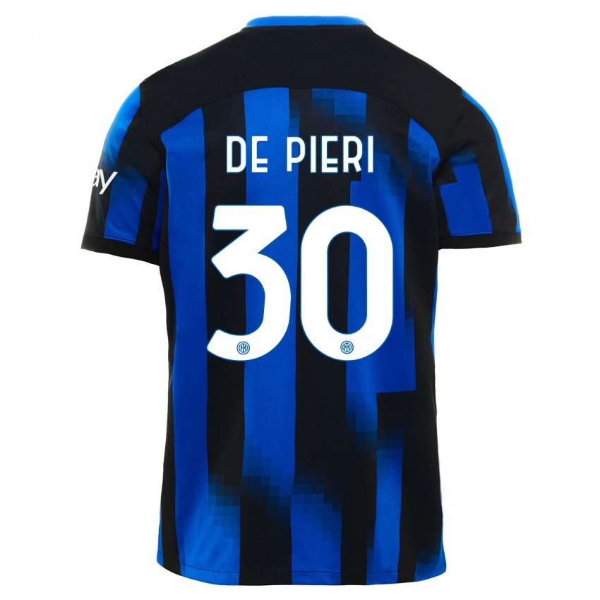 Niño Camiseta Giacomo De Pieri #30 Azul Negro 1ª Equipación 2023/24 La Camisa México