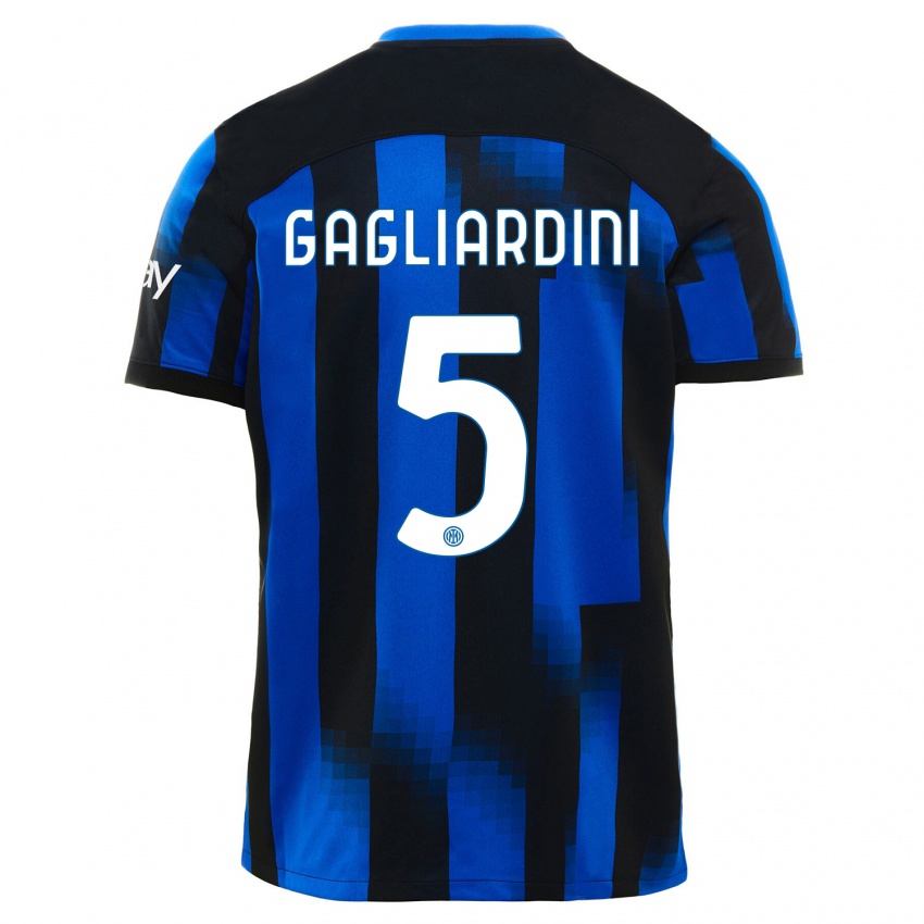 Niño Camiseta Roberto Gagliardini #5 Azul Negro 1ª Equipación 2023/24 La Camisa México