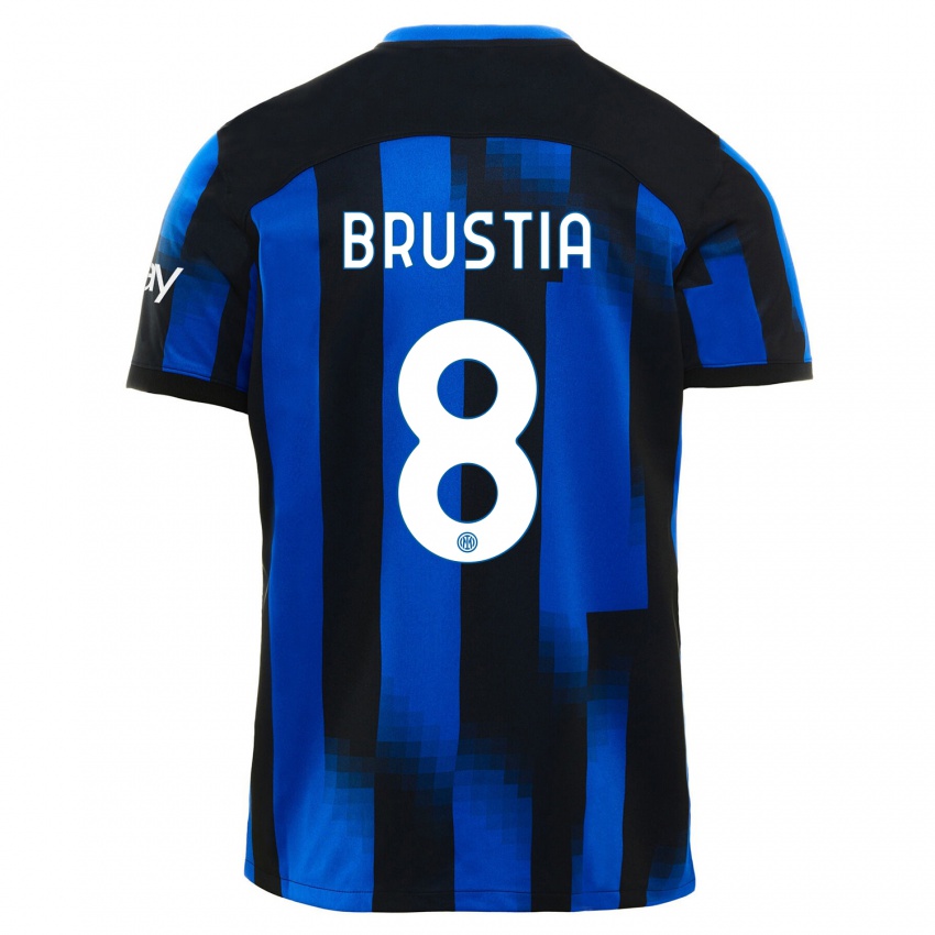 Niño Camiseta Martina Brustia #8 Azul Negro 1ª Equipación 2023/24 La Camisa México