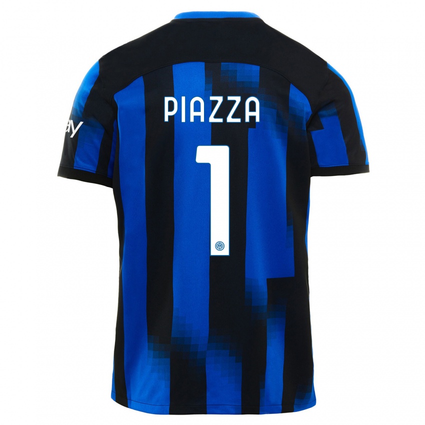 Niño Camiseta Alessia Piazza #1 Azul Negro 1ª Equipación 2023/24 La Camisa México