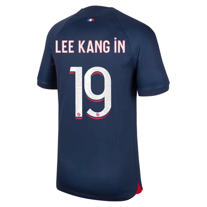 Niño Camiseta Kang-In Lee #19 Azul Rojo 1ª Equipación 2023/24 La Camisa México