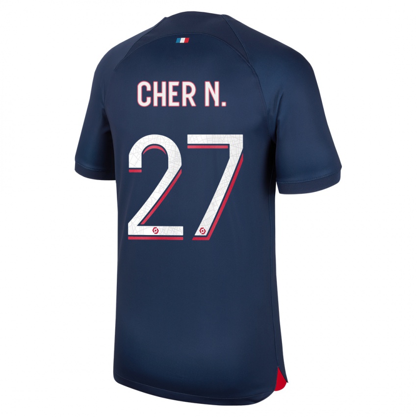 Niño Camiseta Cher Ndour #27 Azul Rojo 1ª Equipación 2023/24 La Camisa México