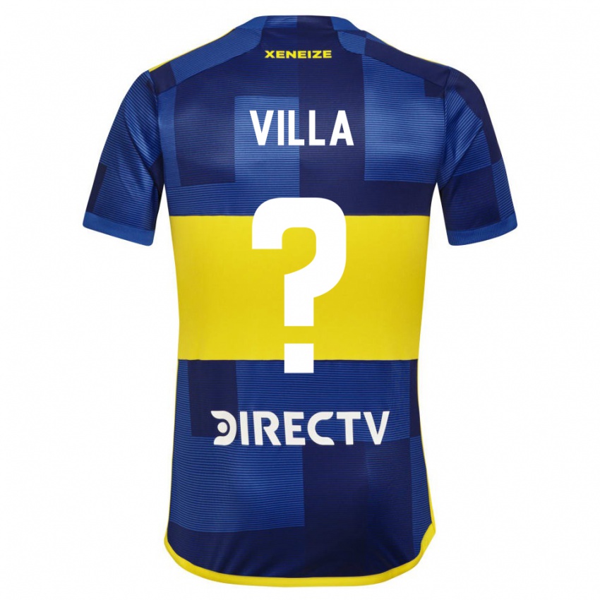Niño Camiseta Sebastian Villa #0 Azul Oscuro Amarillo 1ª Equipación 2023/24 La Camisa México