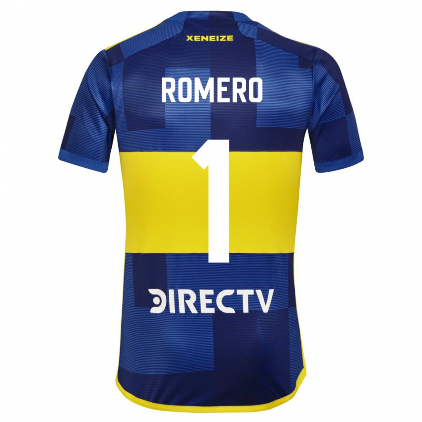 Niño Camiseta Sergio Romero #1 Azul Oscuro Amarillo 1ª Equipación 2023/24 La Camisa México