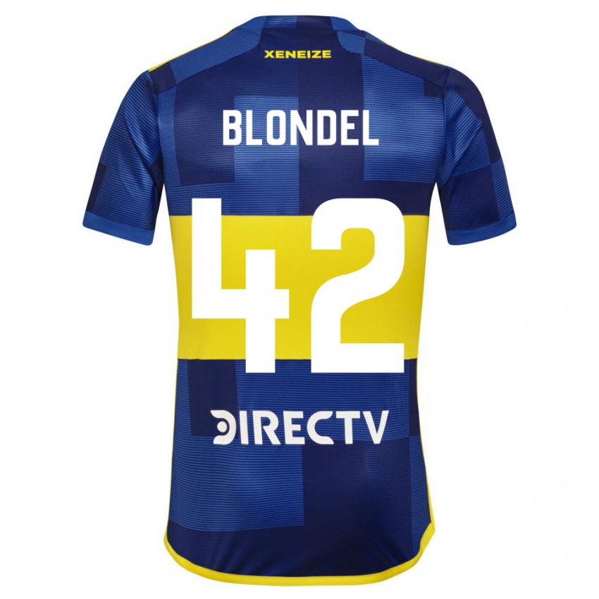Niño Camiseta Lucas Blondel #42 Azul Oscuro Amarillo 1ª Equipación 2023/24 La Camisa México