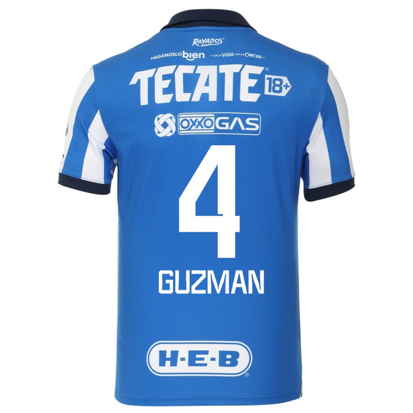 Niño Camiseta Víctor Guzmán #4 Azul Blanco 1ª Equipación 2023/24 La Camisa México